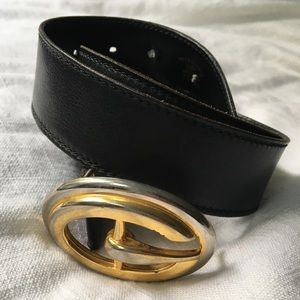 Vintage Gucci leather belt “G” brass buckle xs/s 70’s
